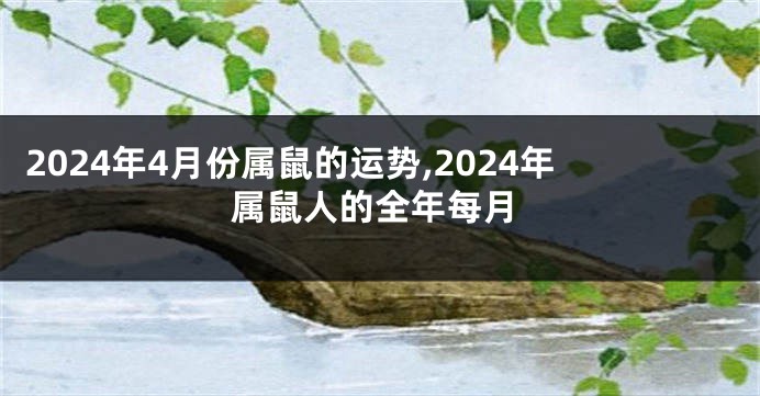 2024年4月份属鼠的运势,2024年属鼠人的全年每月