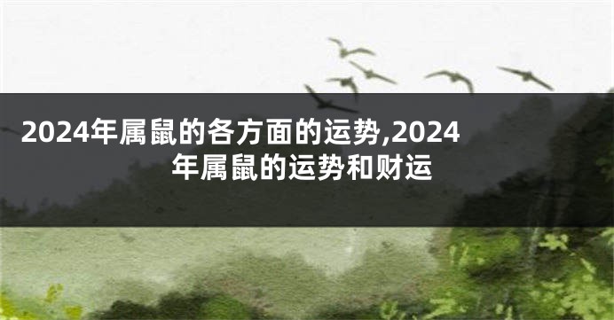 2024年属鼠的各方面的运势,2024年属鼠的运势和财运