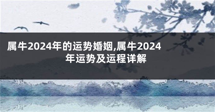 属牛2024年的运势婚姻,属牛2024年运势及运程详解