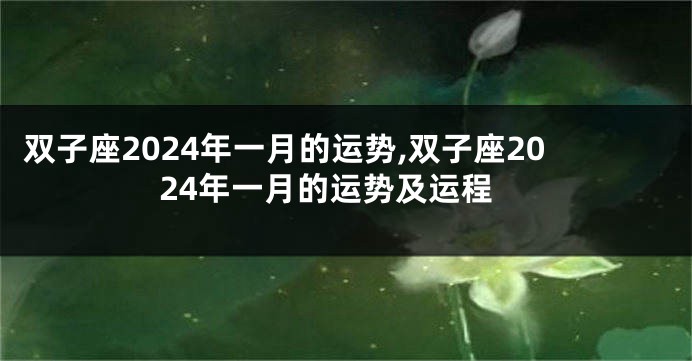 双子座2024年一月的运势,双子座2024年一月的运势及运程