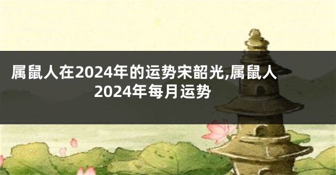 属鼠人在2024年的运势宋韶光,属鼠人2024年每月运势