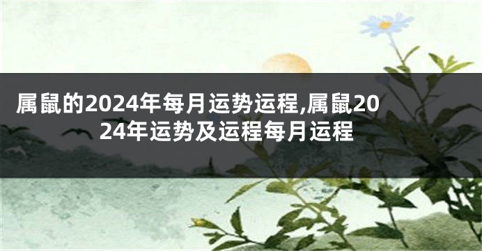 属鼠的2024年每月运势运程,属鼠2024年运势及运程每月运程