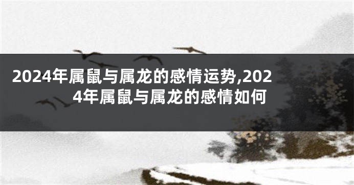 2024年属鼠与属龙的感情运势,2024年属鼠与属龙的感情如何