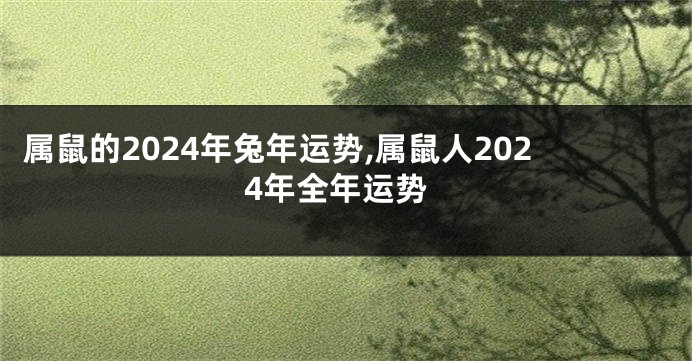 属鼠的2024年兔年运势,属鼠人2024年全年运势