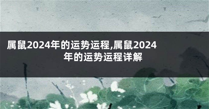 属鼠2024年的运势运程,属鼠2024年的运势运程详解