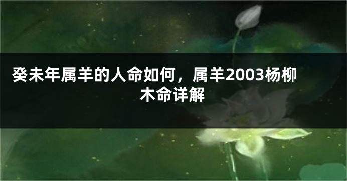 癸未年属羊的人命如何，属羊2003杨柳木命详解