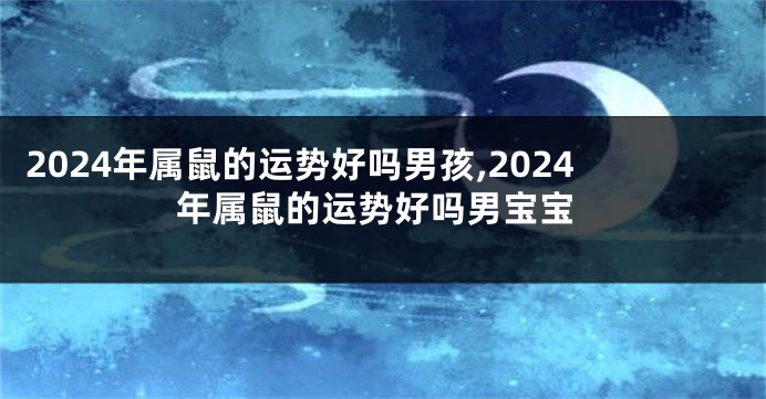 2024年属鼠的运势好吗男孩,2024年属鼠的运势好吗男宝宝