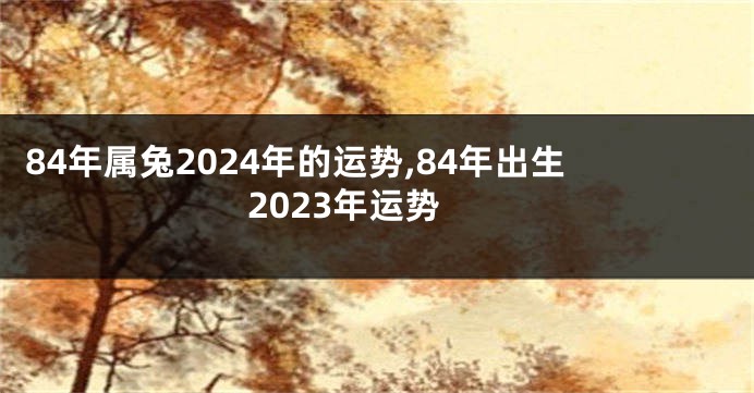 84年属兔2024年的运势,84年出生2023年运势