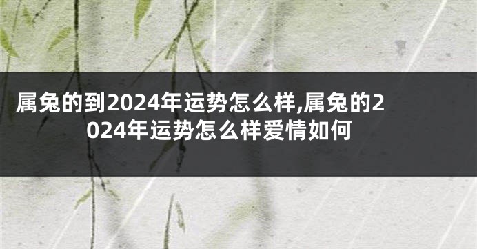 属兔的到2024年运势怎么样,属兔的2024年运势怎么样爱情如何