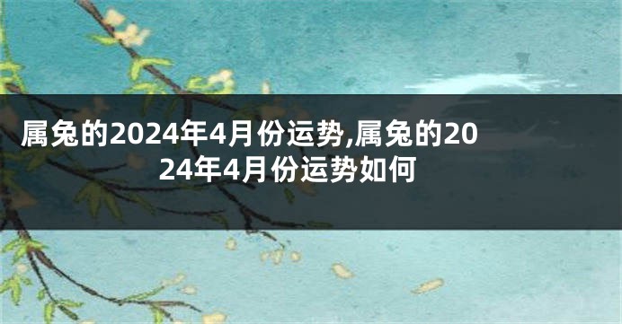 属兔的2024年4月份运势,属兔的2024年4月份运势如何