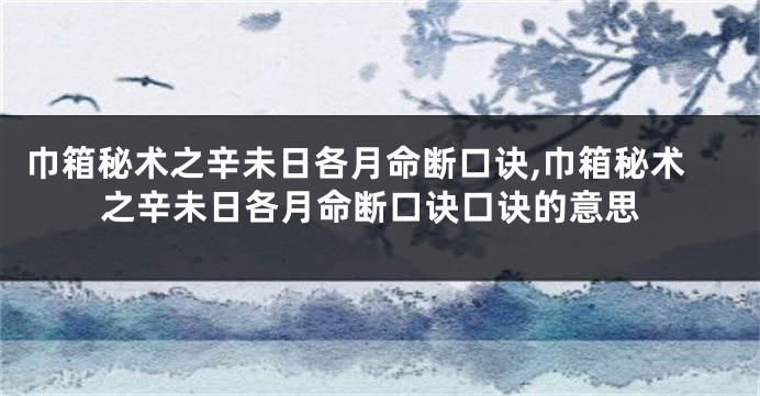 巾箱秘术之辛未日各月命断口诀,巾箱秘术之辛未日各月命断口诀口诀的意思