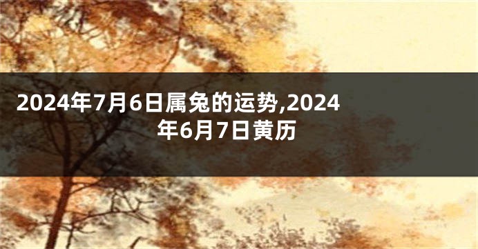 2024年7月6日属兔的运势,2024年6月7日黄历