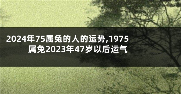 2024年75属兔的人的运势,1975属兔2023年47岁以后运气