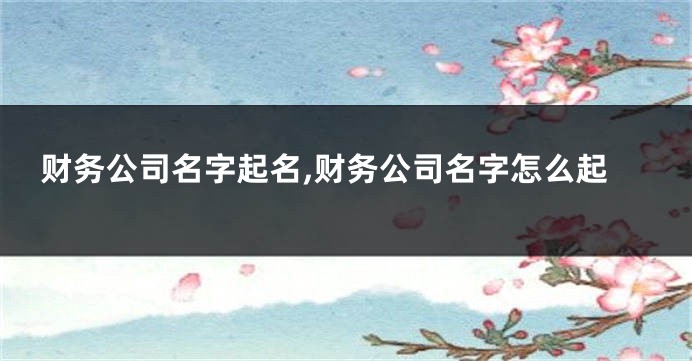 财务公司名字起名,财务公司名字怎么起