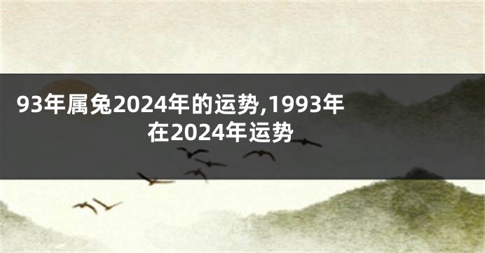 93年属兔2024年的运势,1993年在2024年运势