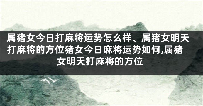 属猪女今日打麻将运势怎么样、属猪女明天打麻将的方位猪女今日麻将运势如何,属猪女明天打麻将的方位