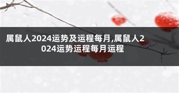 属鼠人2024运势及运程每月,属鼠人2024运势运程每月运程