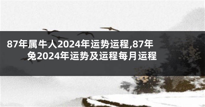 87年属牛人2024年运势运程,87年兔2024年运势及运程每月运程