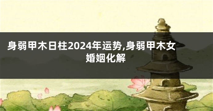 身弱甲木日柱2024年运势,身弱甲木女婚姻化解