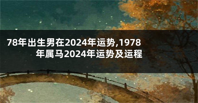 78年出生男在2024年运势,1978年属马2024年运势及运程