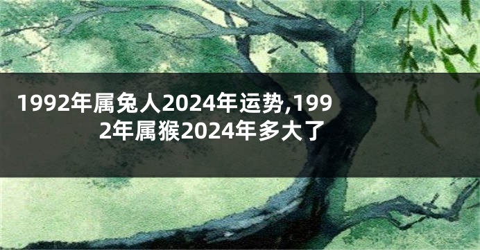 1992年属兔人2024年运势,1992年属猴2024年多大了