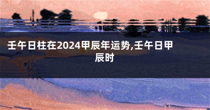 壬午日柱在2024甲辰年运势,壬午日甲辰时