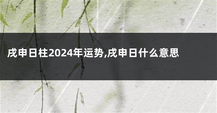 戌申日柱2024年运势,戌申日什么意思