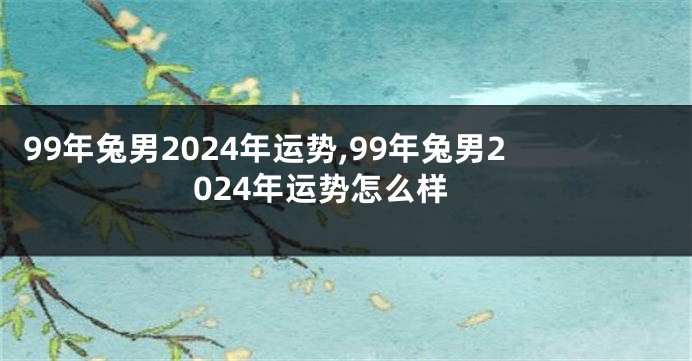 99年兔男2024年运势,99年兔男2024年运势怎么样