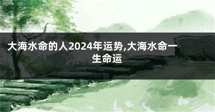 大海水命的人2024年运势,大海水命一生命运