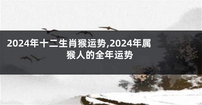 2024年十二生肖猴运势,2024年属猴人的全年运势