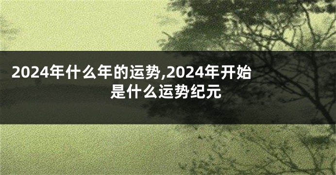 2024年什么年的运势,2024年开始是什么运势纪元