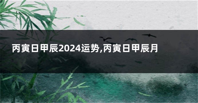 丙寅日甲辰2024运势,丙寅日甲辰月