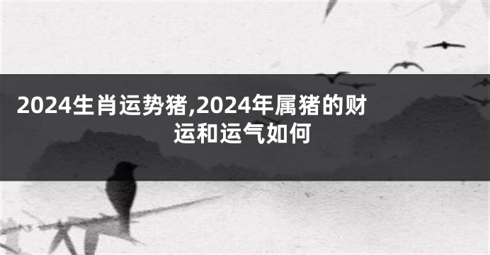 2024生肖运势猪,2024年属猪的财运和运气如何