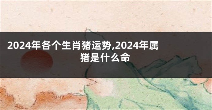 2024年各个生肖猪运势,2024年属猪是什么命