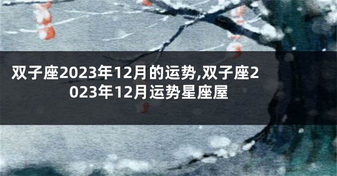 双子座2023年12月的运势,双子座2023年12月运势星座屋