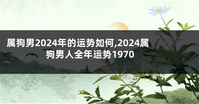 属狗男2024年的运势如何,2024属狗男人全年运势1970