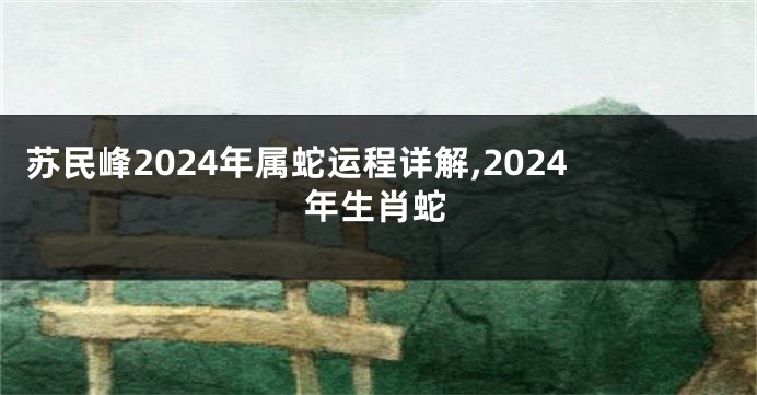 苏民峰2024年属蛇运程详解,2024年生肖蛇