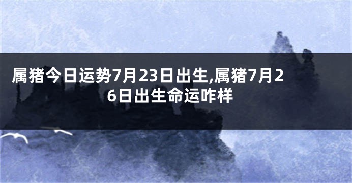 属猪今日运势7月23日出生,属猪7月26日出生命运咋样