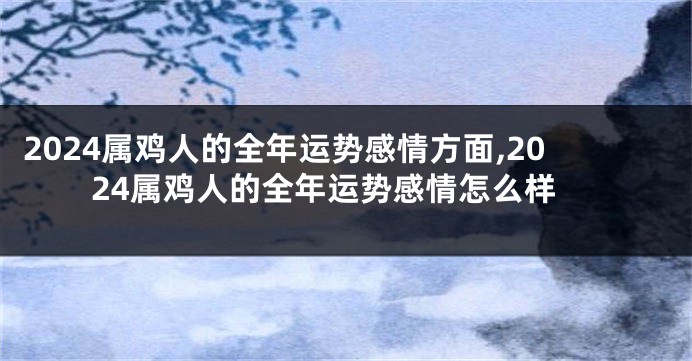 2024属鸡人的全年运势感情方面,2024属鸡人的全年运势感情怎么样