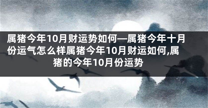 属猪今年10月财运势如何—属猪今年十月份运气怎么样属猪今年10月财运如何,属猪的今年10月份运势