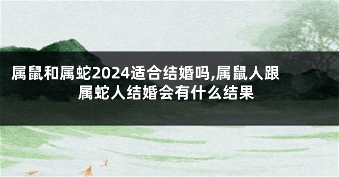 属鼠和属蛇2024适合结婚吗,属鼠人跟属蛇人结婚会有什么结果