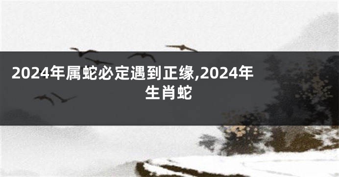 2024年属蛇必定遇到正缘,2024年生肖蛇