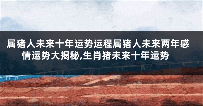 属猪人未来十年运势运程属猪人未来两年感情运势大揭秘,生肖猪未来十年运势