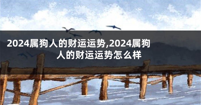 2024属狗人的财运运势,2024属狗人的财运运势怎么样