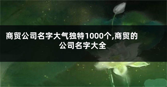 商贸公司名字大气独特1000个,商贸的公司名字大全