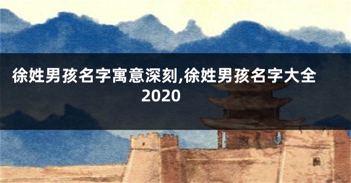 徐姓男孩名字寓意深刻,徐姓男孩名字大全2020