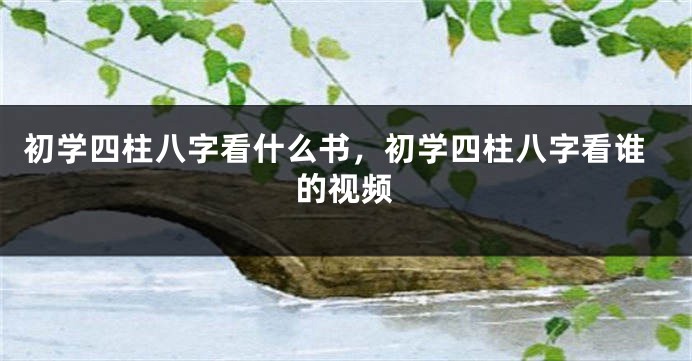 初学四柱八字看什么书，初学四柱八字看谁的视频